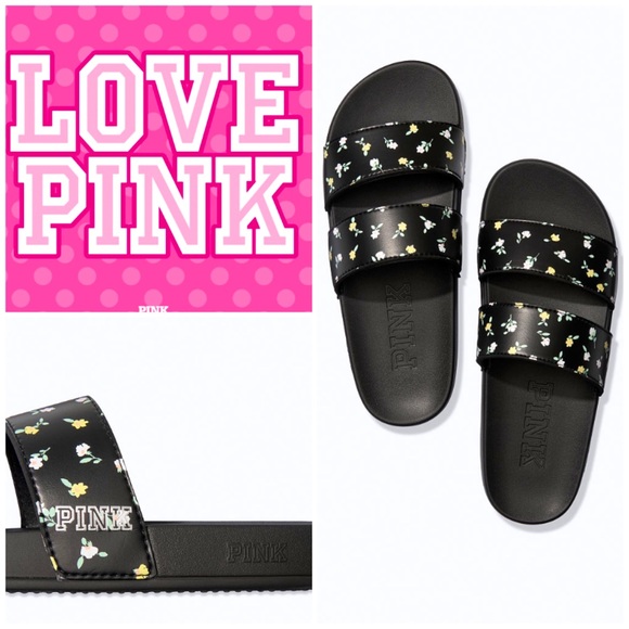 NWT Victoria’s Secret Pink floral strap slides